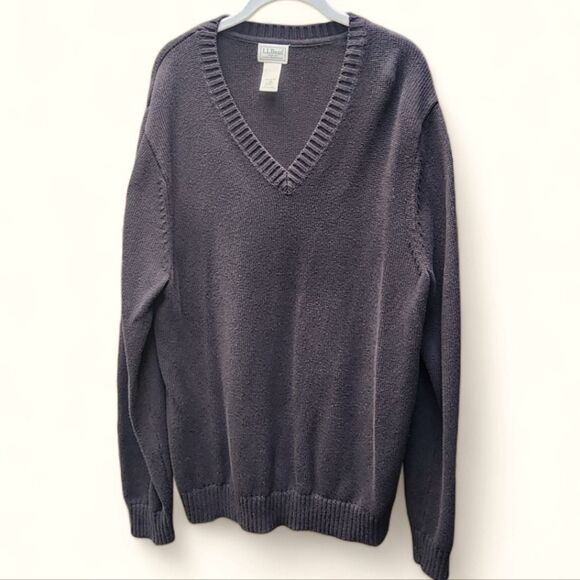 LL Bean 100% cotton v-neck sweater. Size large tall. Fall winter natural outdoor - Picture 1 of 5